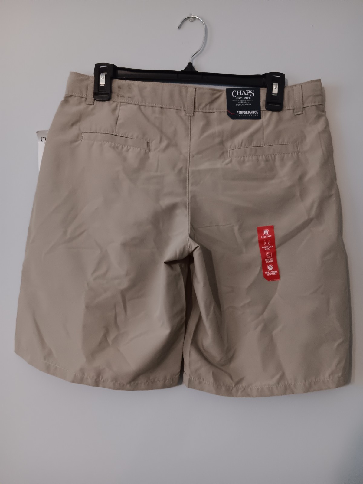 Chaps Boys 16 Husky Performance Engineering Khaki Schoolwear Approved Shorts NWT