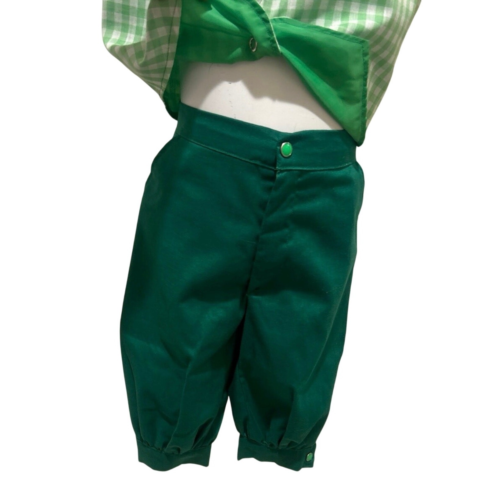 Vtg Holiday St Patrick’s green/wht checkered vest green knickers 5/6T Homemade
