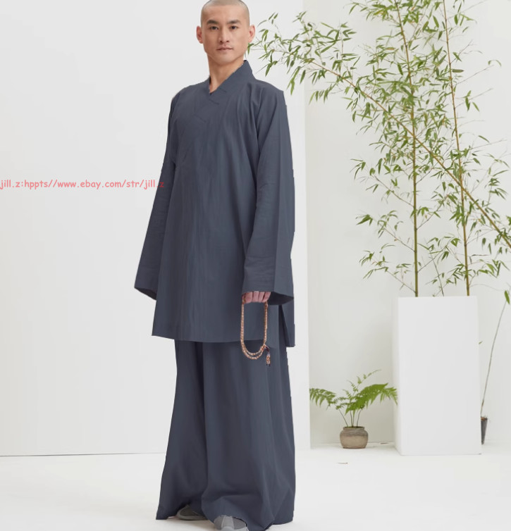 Buddhist Shaolin Monk Robe Full Set/Cotton Thin Kung Fu Suit Meditation Uniforms