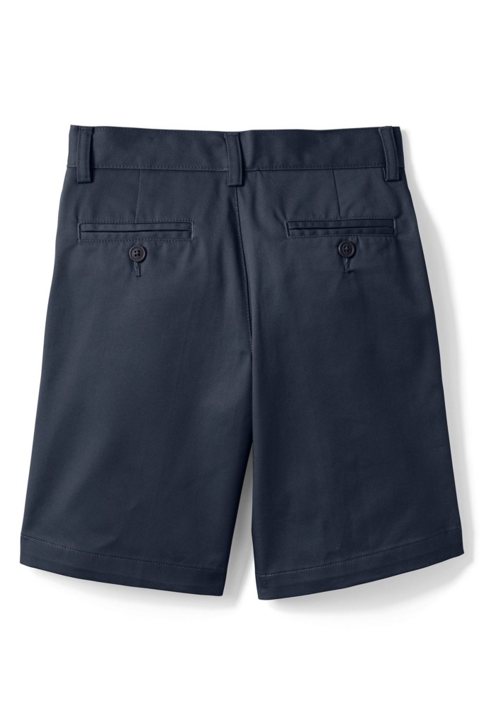 LANDS END Navy School Uniform Plain Front Blended Chino Shorts Boys 8 NEW