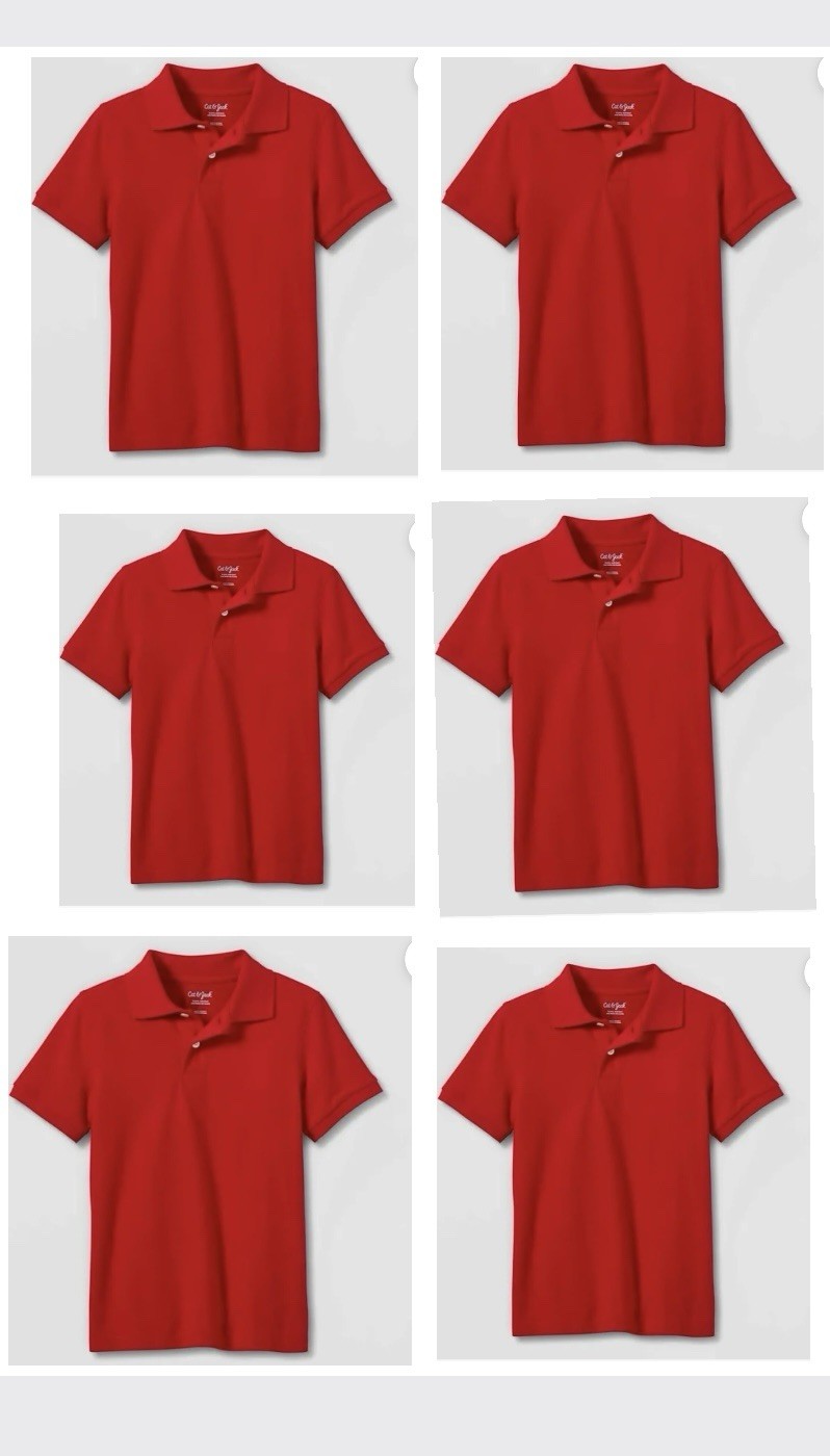 Lot 7 Boy’s School Uniform Short Sleeve Polo Shirt L / XL NWT Red Cat & Jack