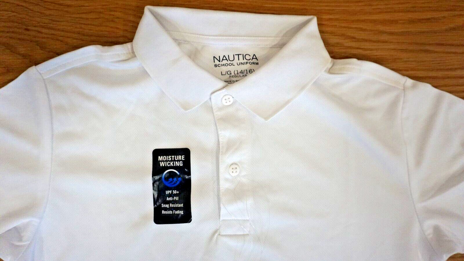 NAUTICA BOY’S PERFORMANCE SCHOOL UNIFORM UPF 50+ SZ.L/G(14/16) NEW