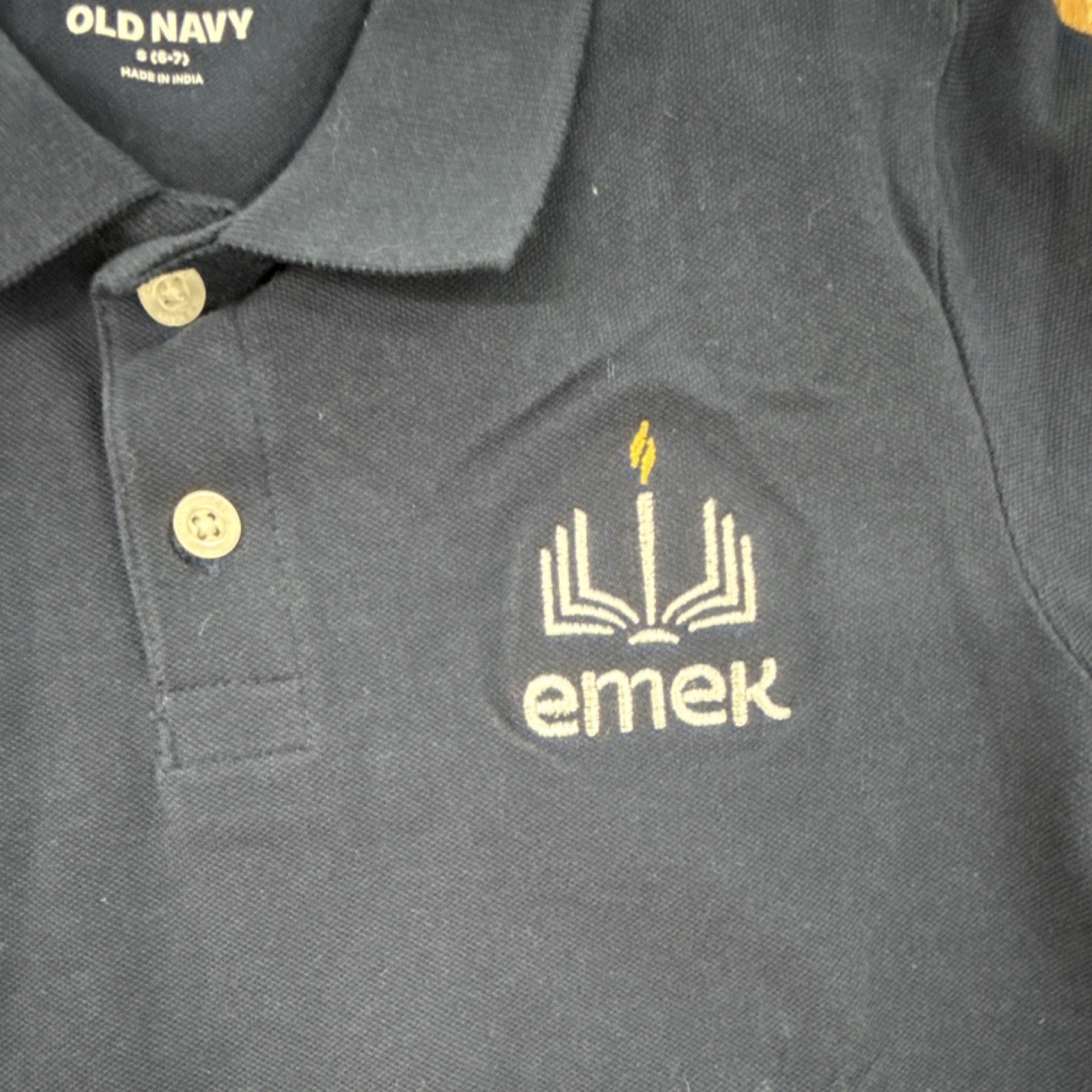 Old Navy Boys School Uniform Polo Shirt Navy Blue S (6-7) Emek Logo