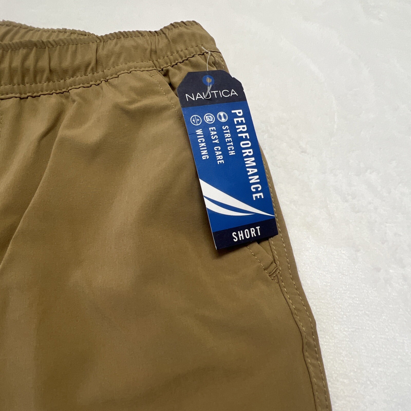 NWT Nautica Boys 14 R School Uniform Performance Tan Khaki Short Elastic Waist