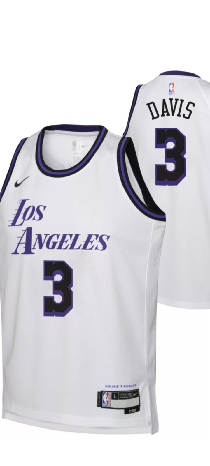 NWT Anthony Davis Lakers Nike Swingman City Edition Jersey Size Youth L 14-16