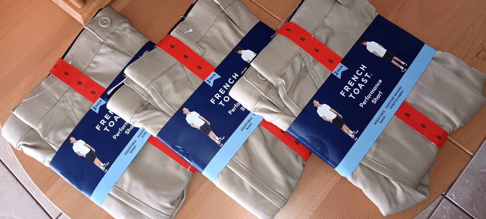 French Toast Youth Boy’s Khaki 2-Pack Performance Uniform Shorts Size 6 NEW