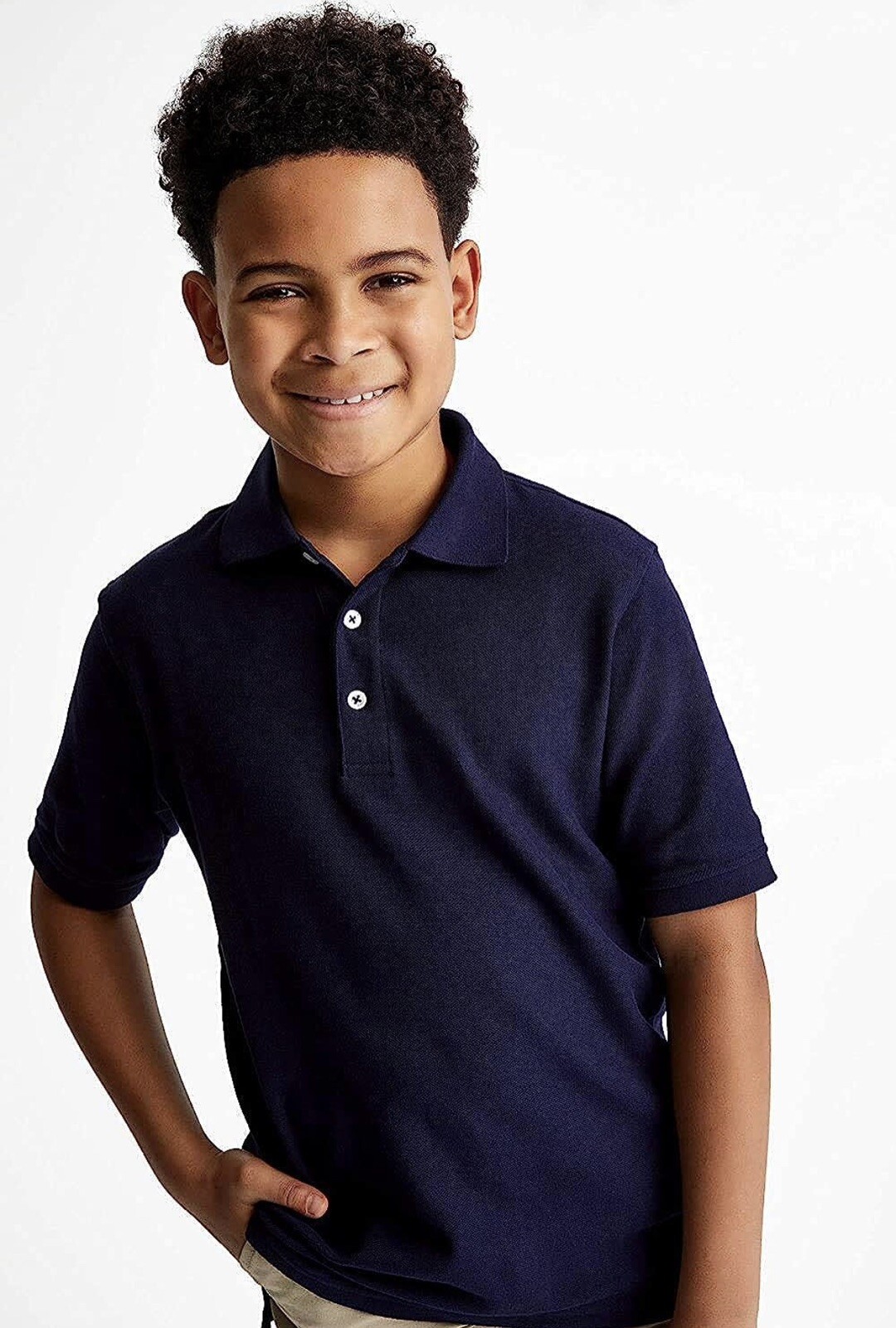 French Toast Kids 2-pack Short Sleeve Polo Uniform Shirts Navy -Size Medium (8)
