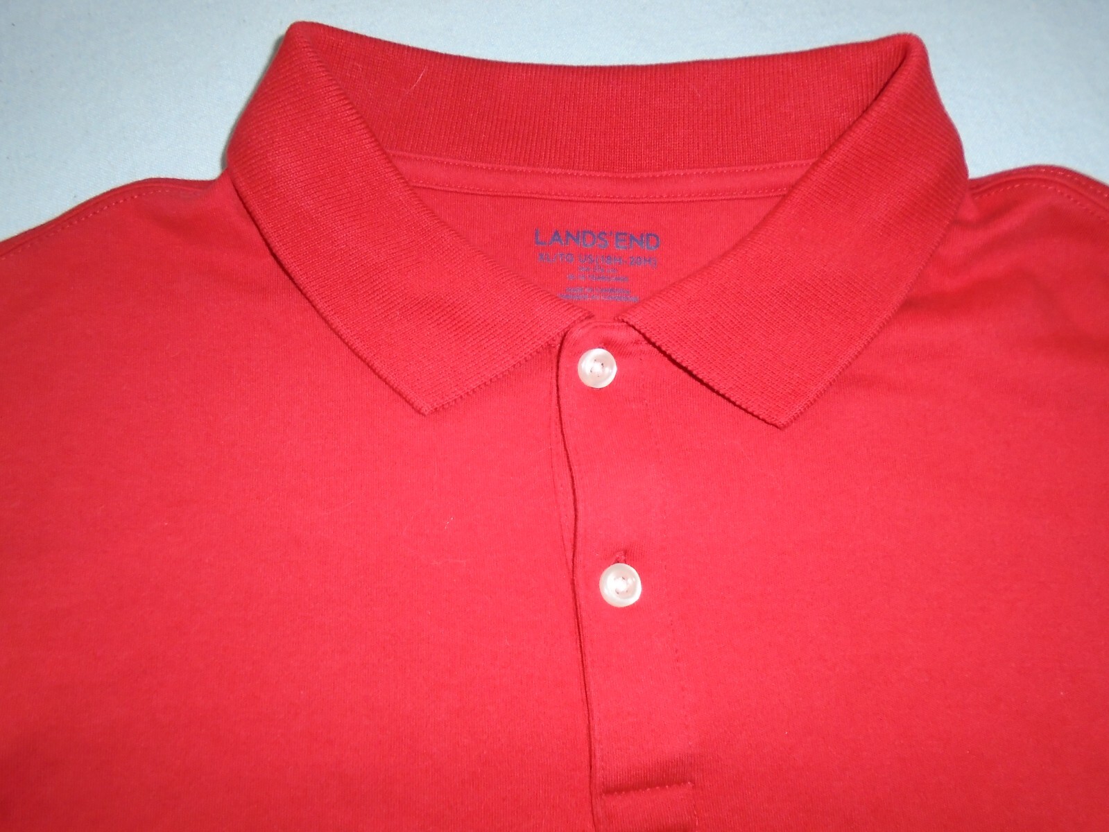 LAND’S END Boys size XL (18H-20H) or 15-16 years Cute RED Polo-SCHOOL