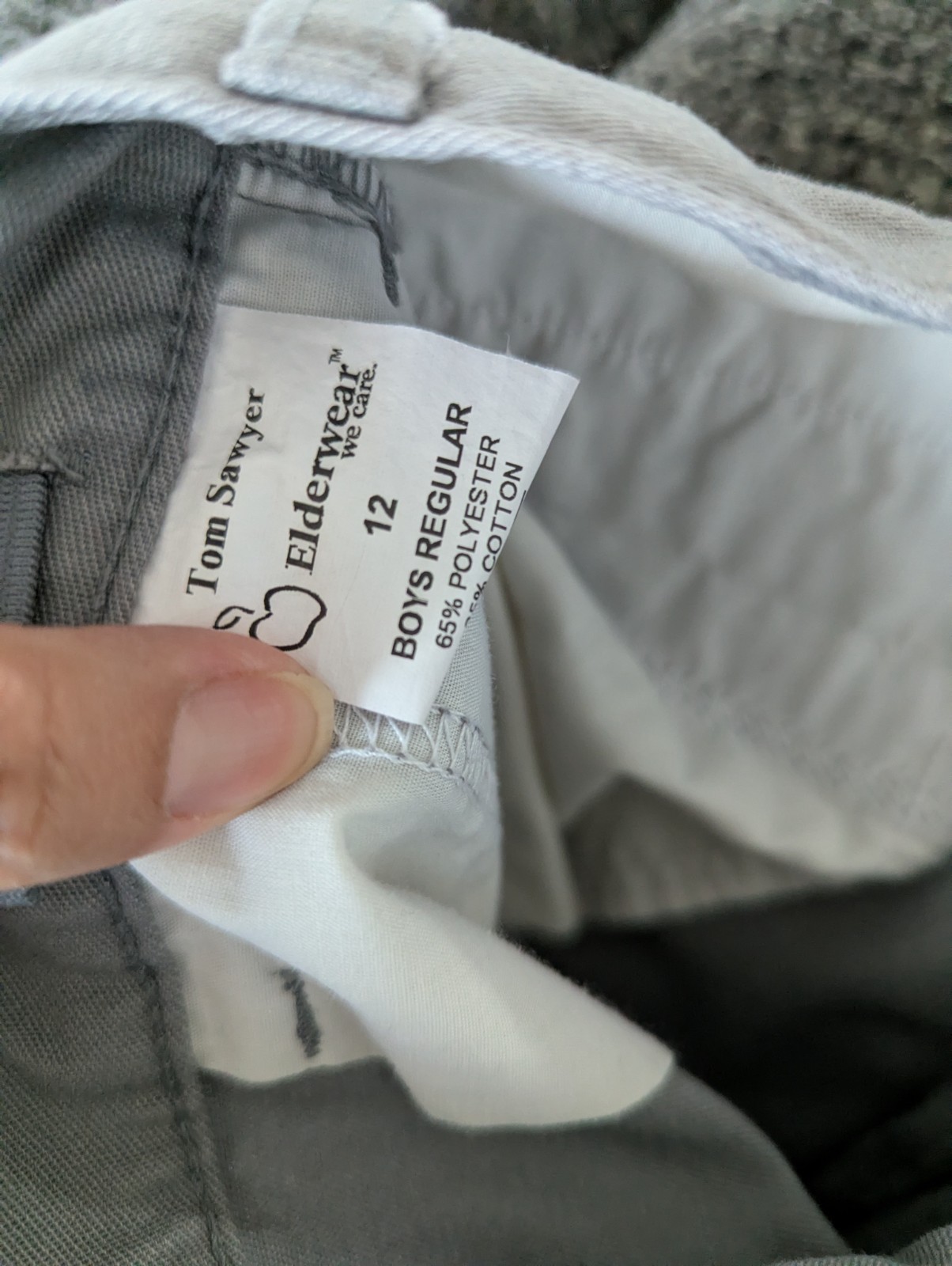 Boys School Uniform Tom Sawyer Elderwear Flat Front Gray Pants Sz 12 Regular