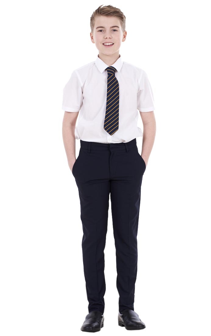 Boys ex BHS Slim Fit Skinny Grey Adjustable Waist Black School Trousers