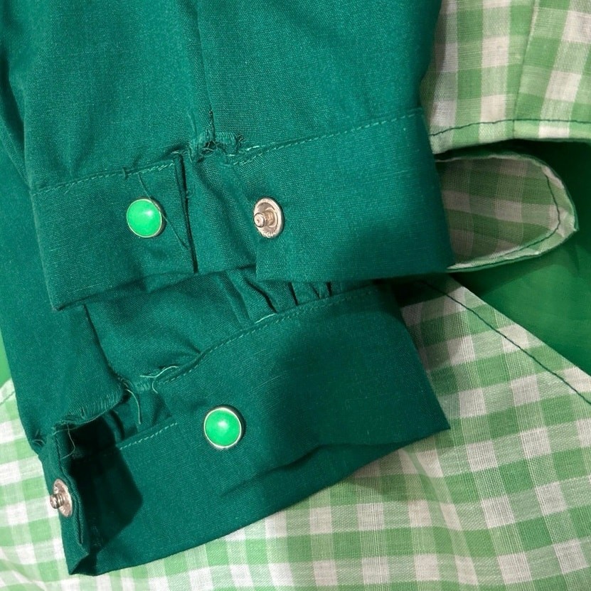 Vtg Holiday St Patrick’s green/wht checkered vest green knickers 5/6T Homemade