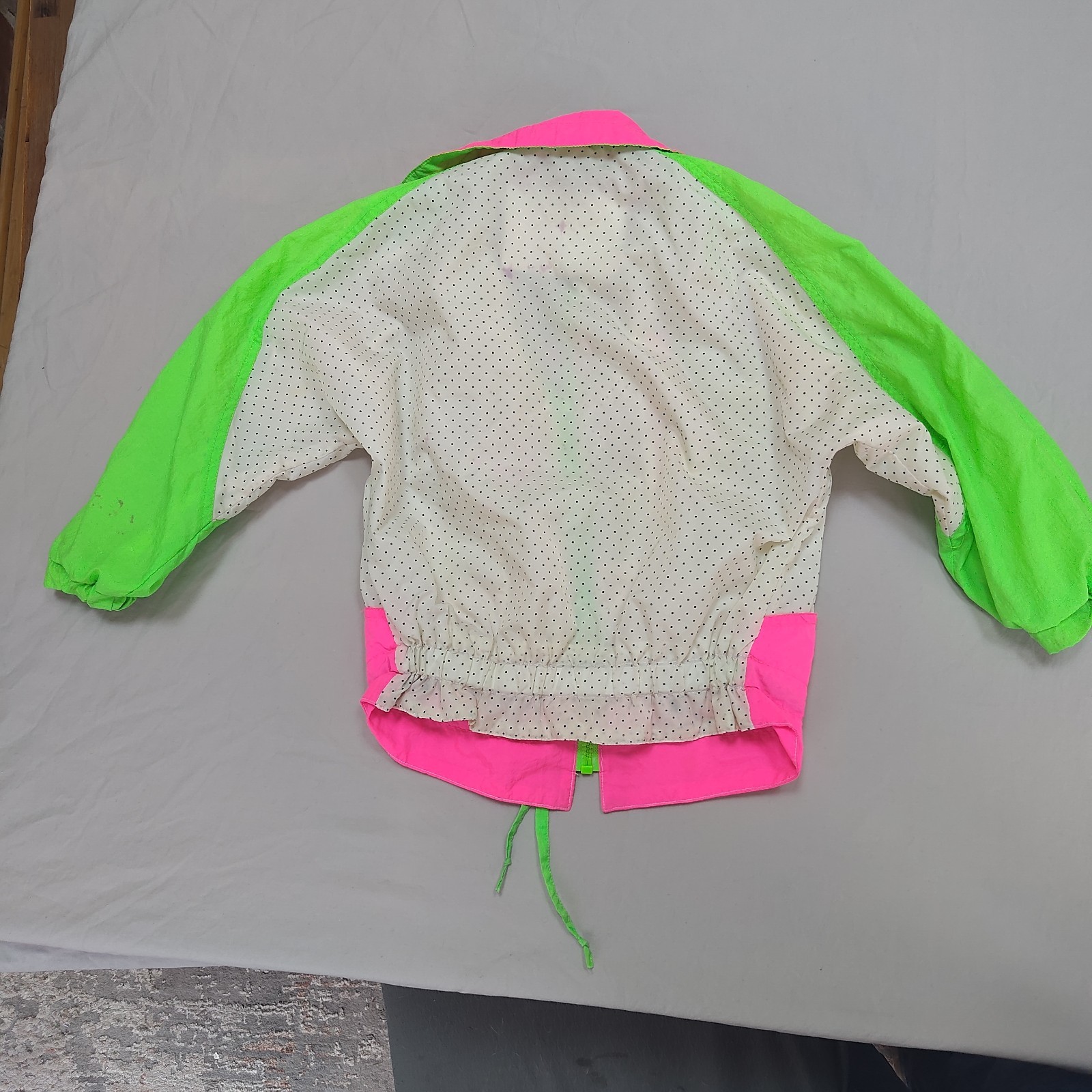 Vintage French Toast Neon 80s 90s Kids Pink Zip Up Windbreaker Colorblock Size 6