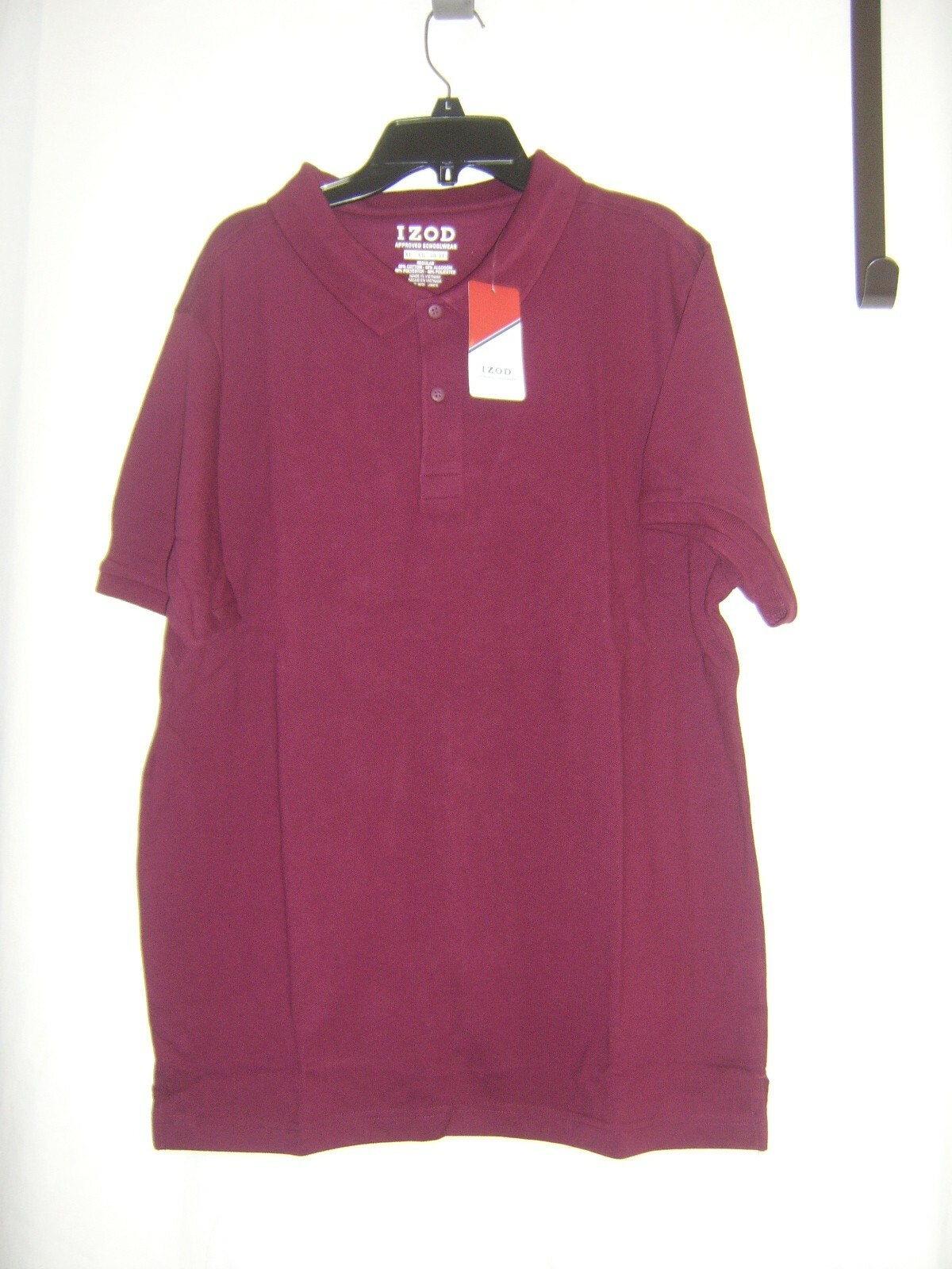 IZOD BOY’S POLO SHIRT SIZE XL(40/41) BURGUNDY APPROVED SCHOOL WEAR NWT NWT B19-3