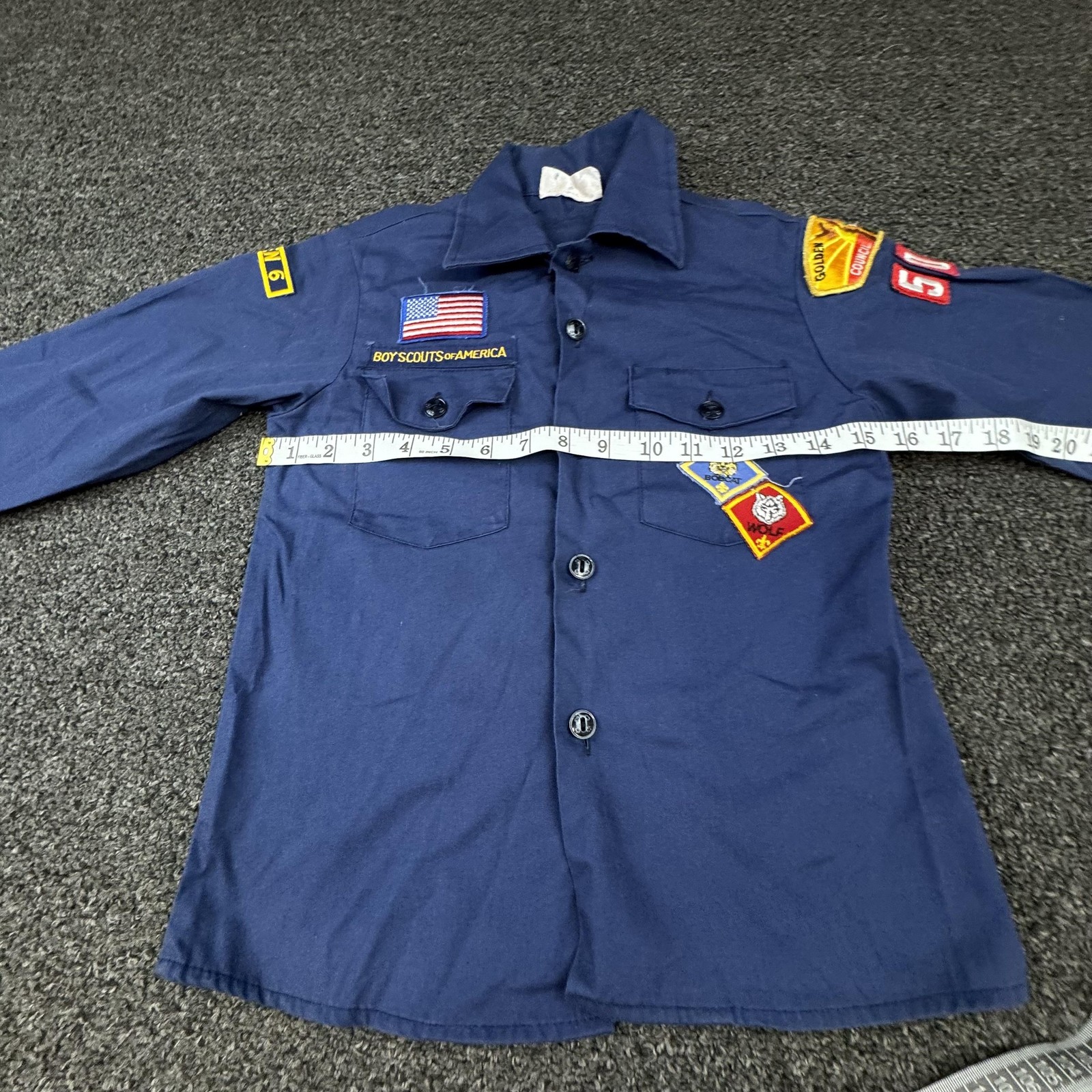 Boy Scouts Of America Uniform Boys 10 Blue Long Sleeve Button Pockets Patch