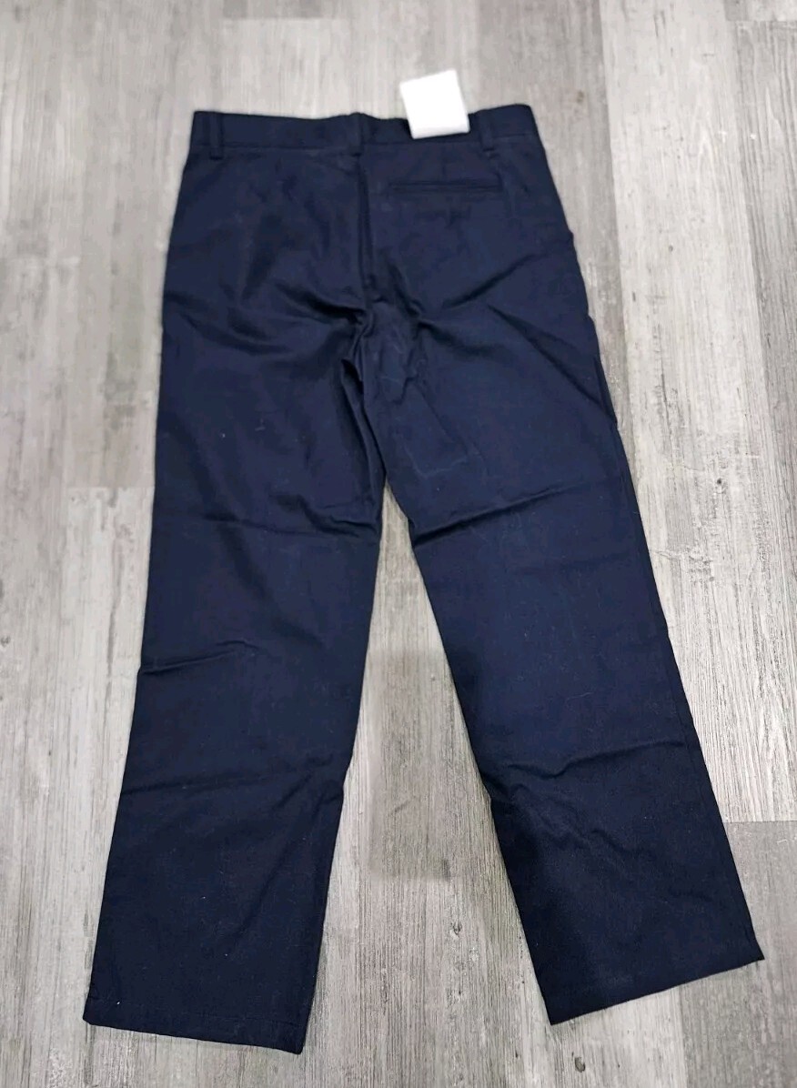 Boys 14 Husky Relaxed Navy Uniform Pants With Tags