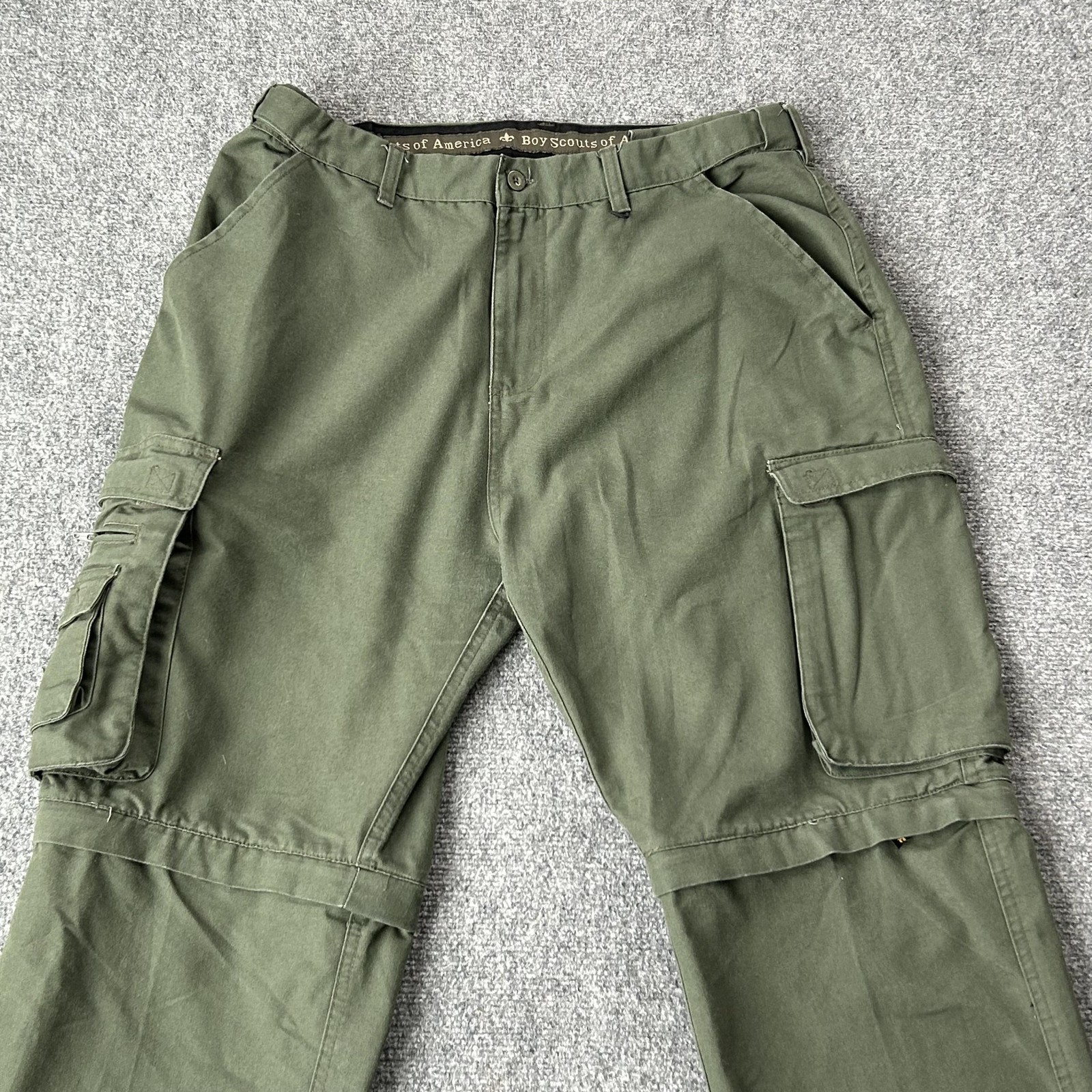 Boy Scouts Of America Pants Youth 34 Green Convertible Cargo Unhemmed