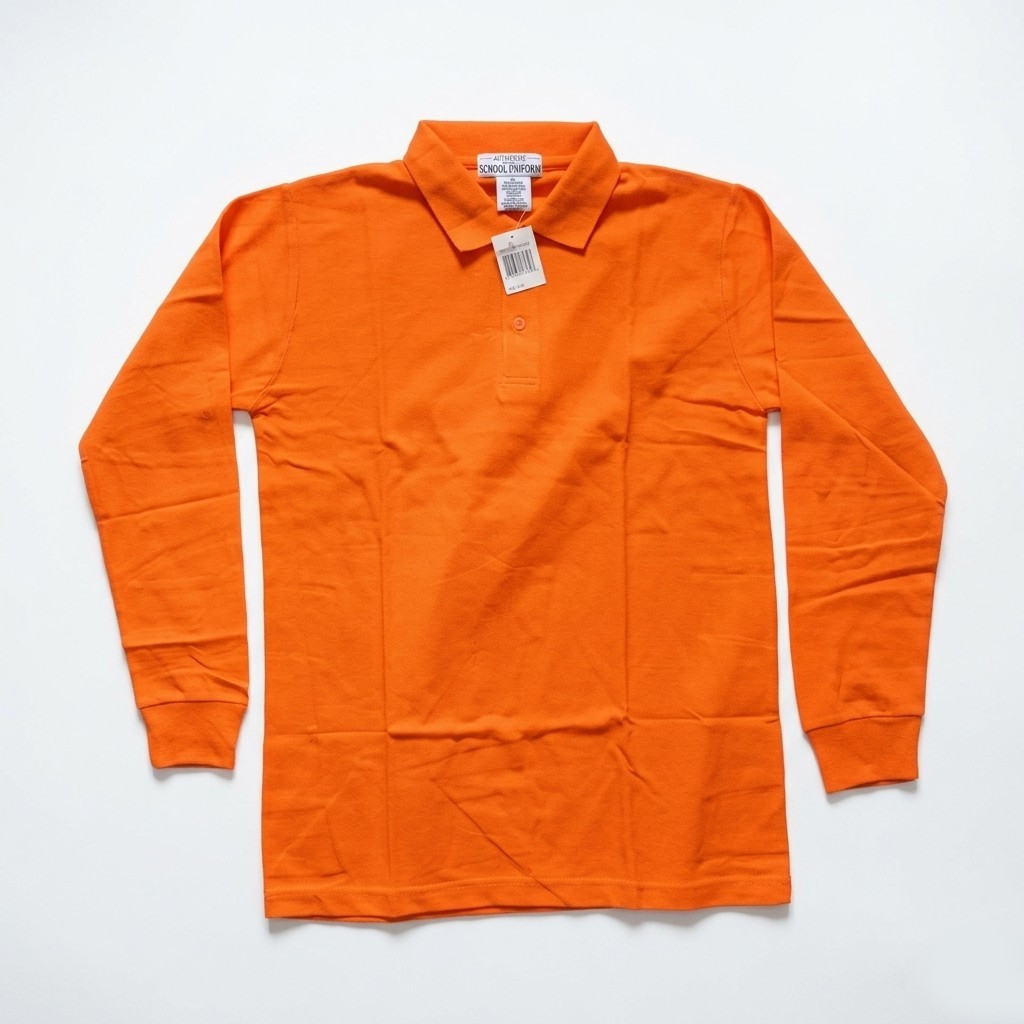 Galaxy School Uniform Polo Shirt Long Sleeve Orange Gold Size 16 New In Pack