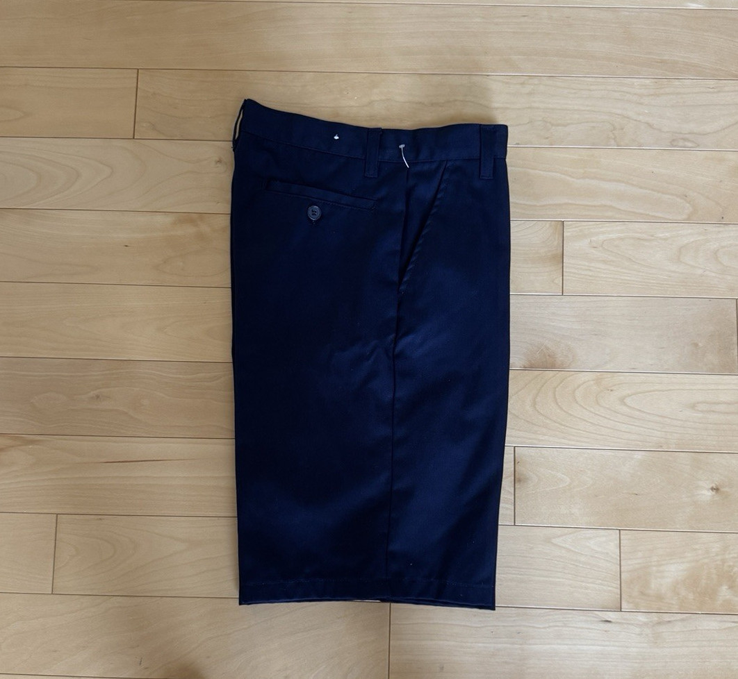 1 Boys Navy Flat Front Twill Chino School Uniform Shorts Adjust Waist SIZE 14Reg