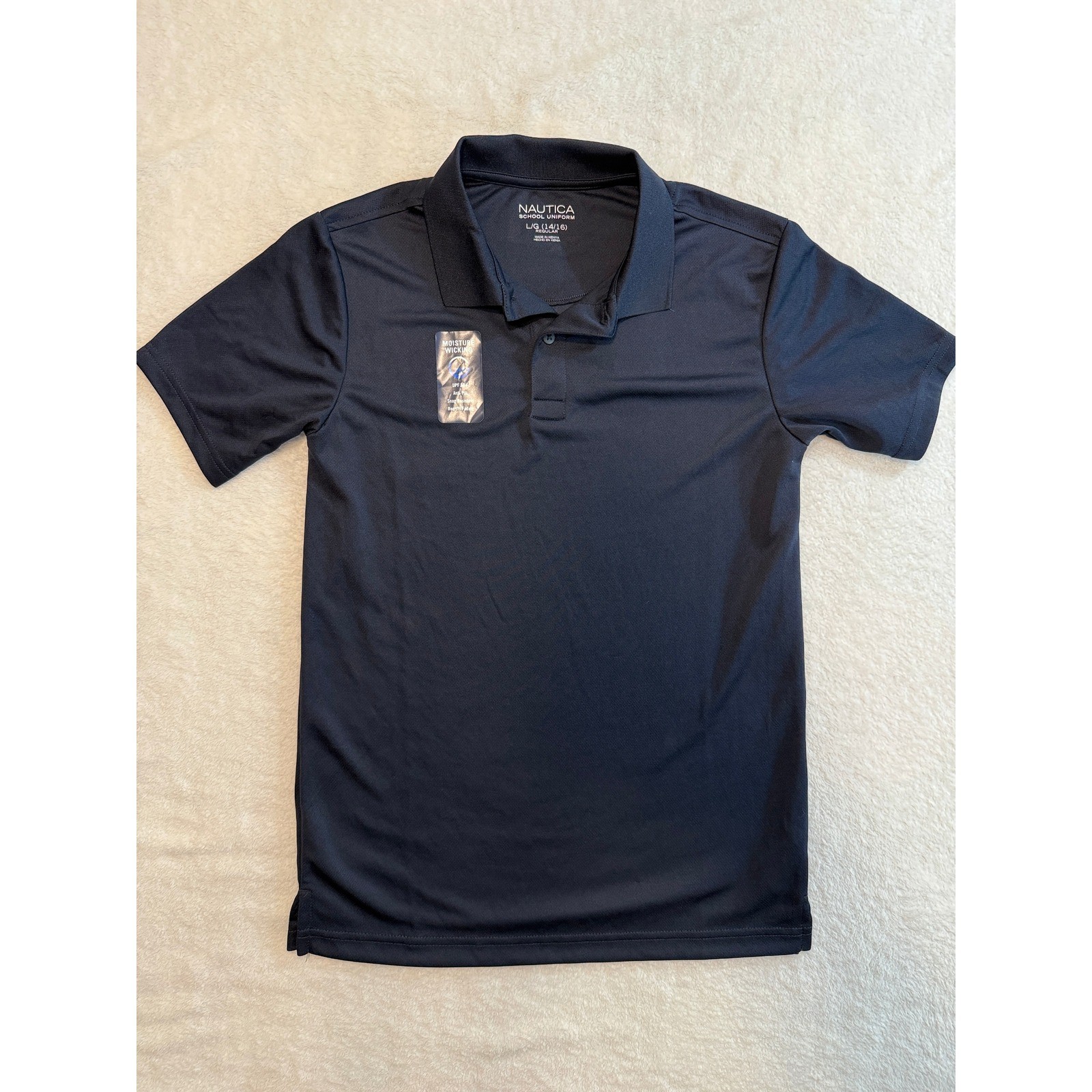 Nautica Boys School Uniform Performance Polo Shirt Navy Blue L 14/16 N881605E