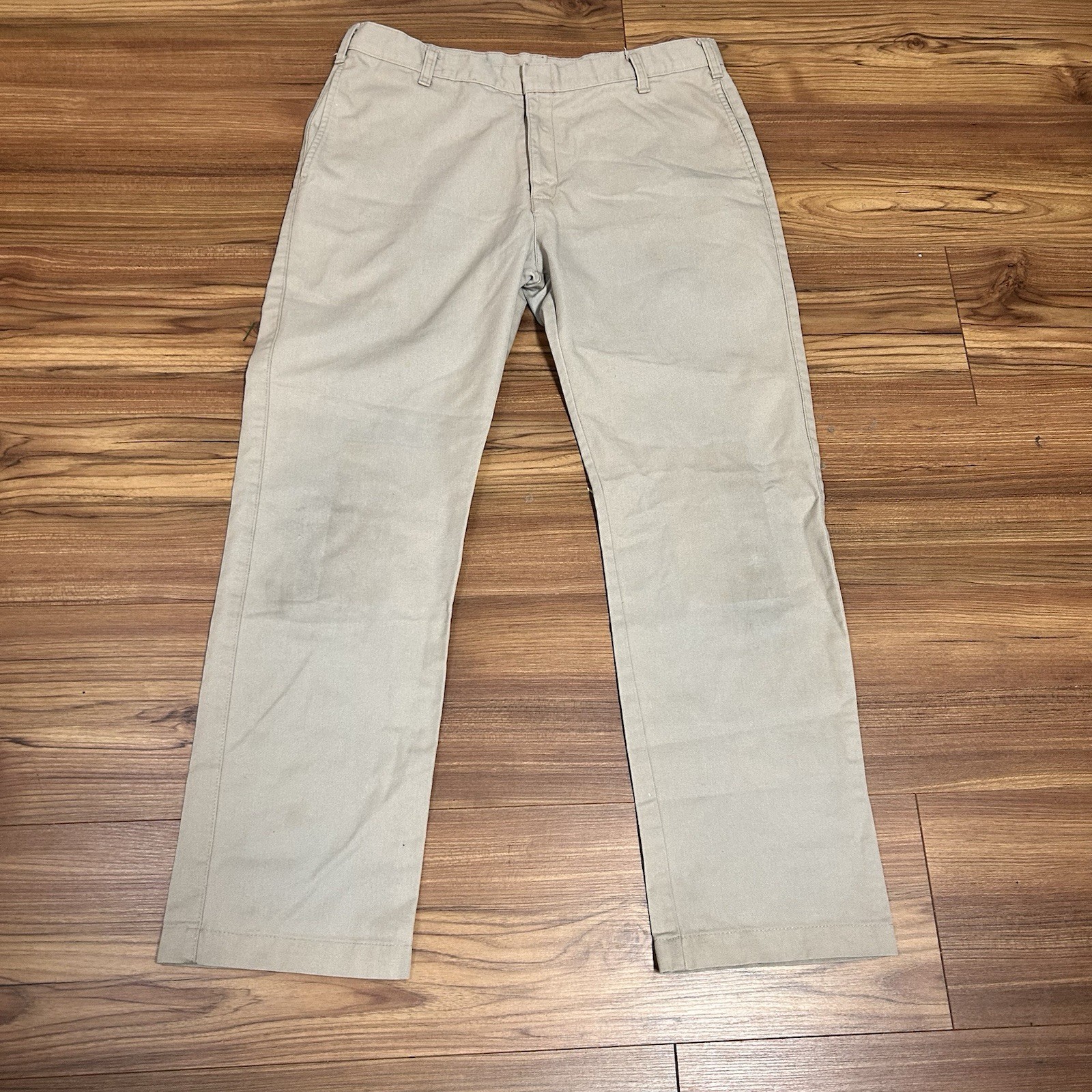 Tom Sawyer Boys School Uniform Pants Khaki Size 34 Husky Flat Front