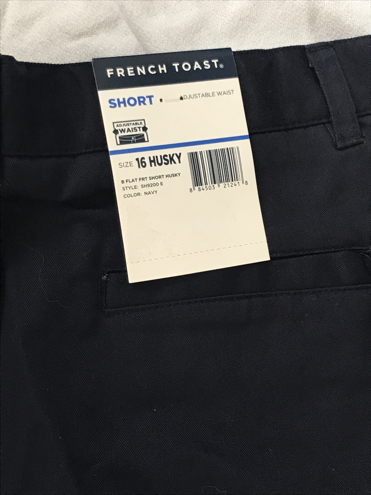 French Toast Uniform Khaki Navy Boys Flat Front Short Size 16 Husky Adjustable