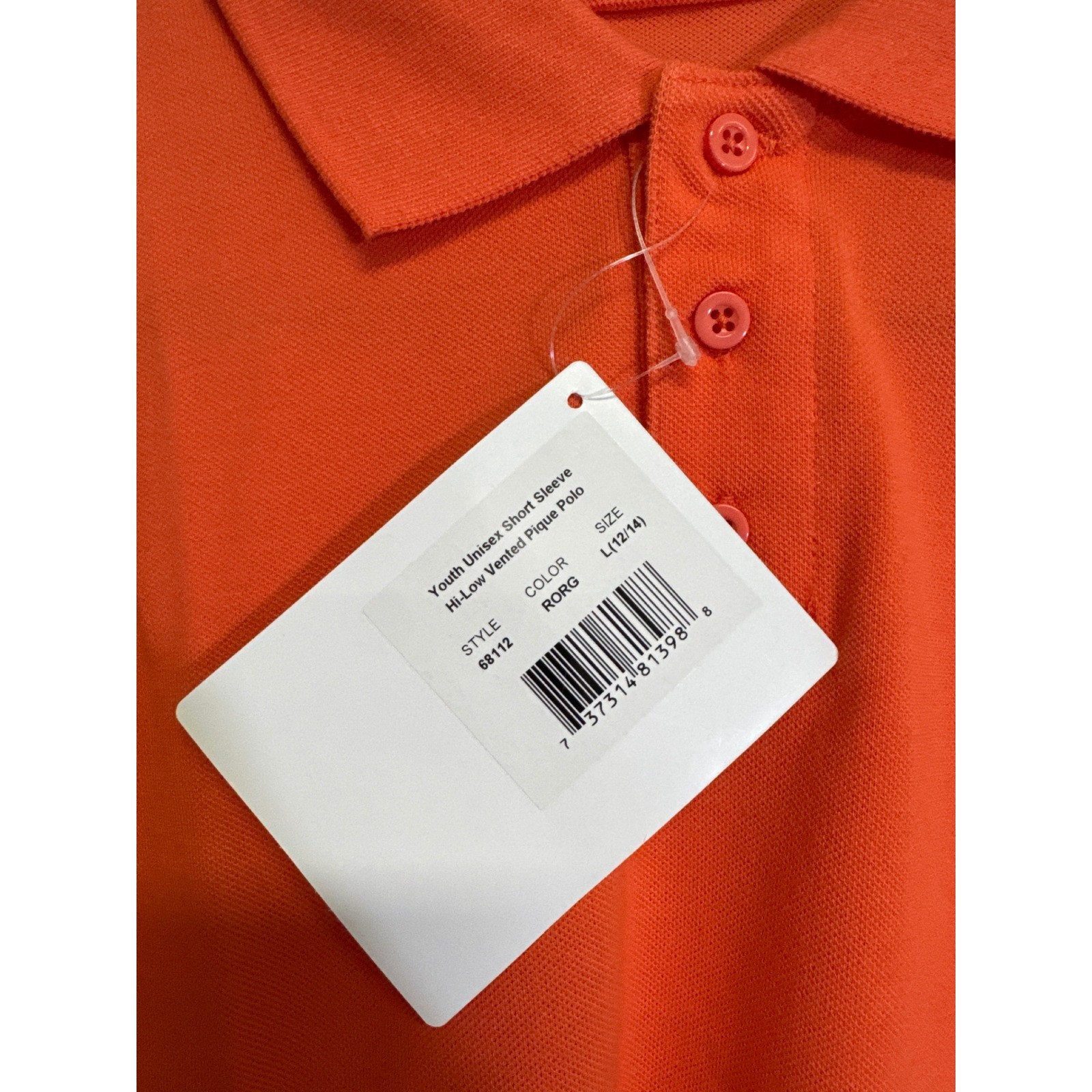 Real School Uniforms Orange Youth Large Unisex Short Sleeve Pique Polo
