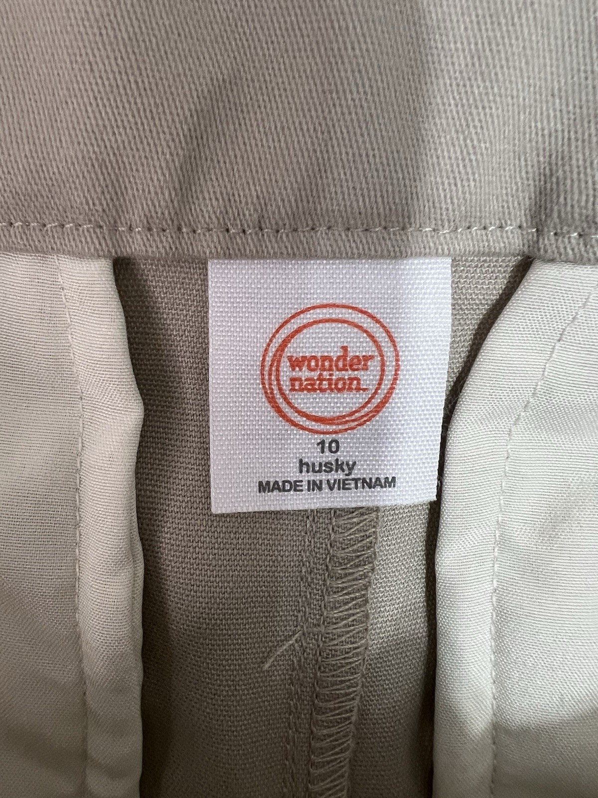 Wonder Nation School Uniform Chino Pants Boys Khaki Stretch Husky Size 10 🆕