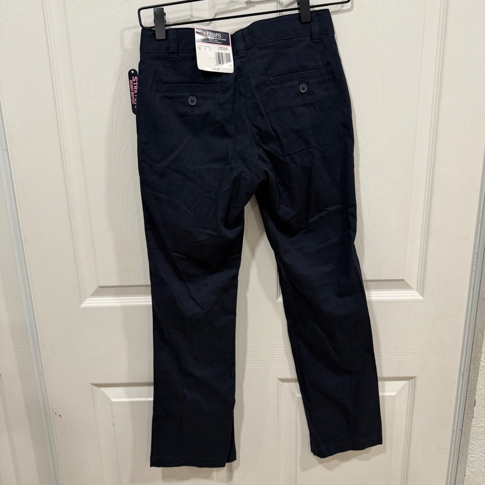 Chaps Boys Navy Blue Stretch Skinny Bootcut School Uniform Pants Size 12 Regular