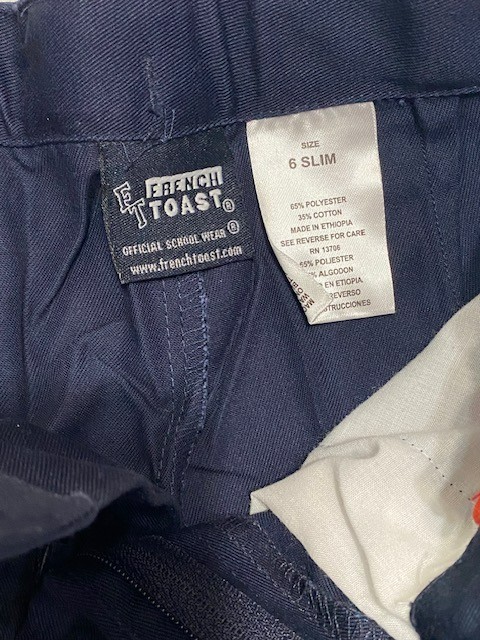 French Toast Boys School Uniform Pants 2 Pair Size 6 Navy Slim 20 1/2″ Waist