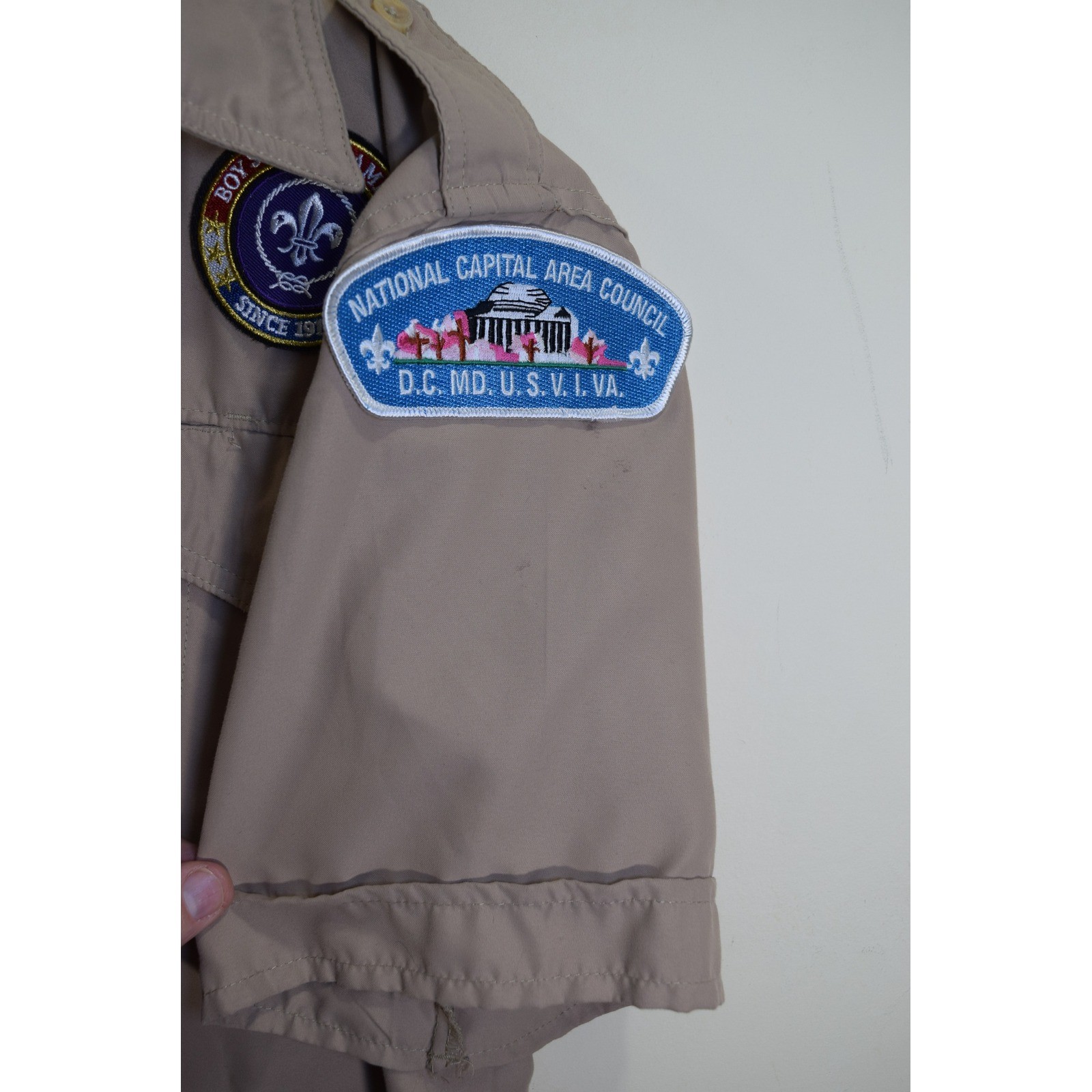 Boy Scout Official Uniform VENTED Shirt BOYS L + BONUS DC NCAC Webelos Quick Dry