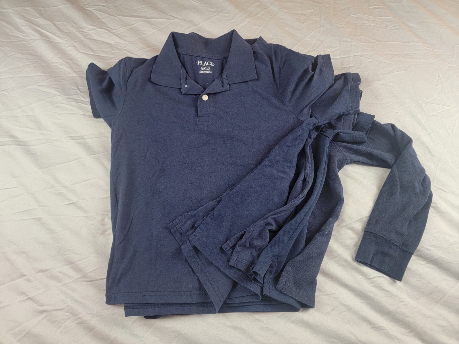 Lot Of 5 Navy Blue Kids School Uniform Shirts Sz 7/8