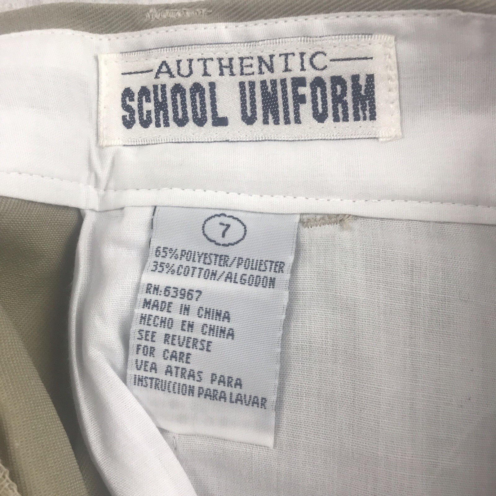 Authentic School Uniform Shorts Boys 7 Beige Elastic Waist Pleated Front NWT