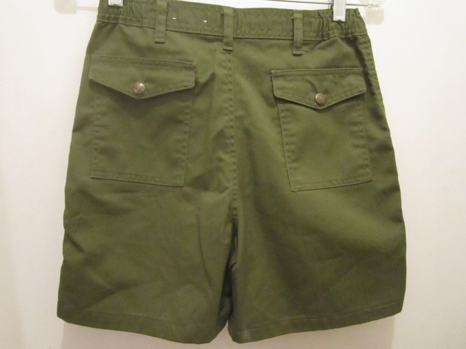 VTG BSA Boy Scouts of America Uniform Shorts Youth 16 Green Elastic Waist EUC