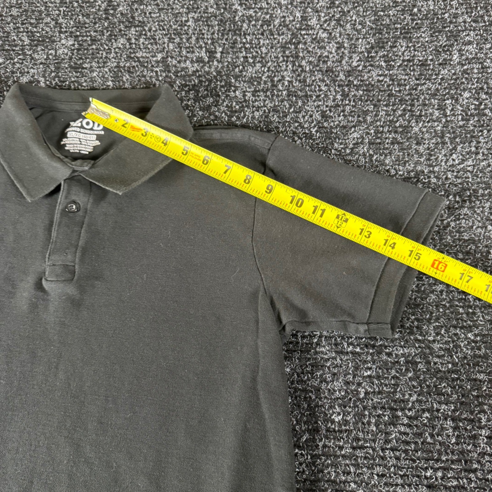 IZOD Boys XL 18-20 Black Short Sleeve Pique Polo Shirt Approved Schoolwear