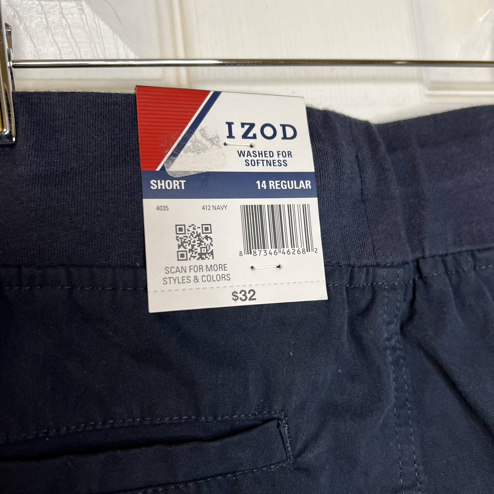 NWT Boy’s Izod School Uniform Shorts Navy Size 14 Regular Stretch Waist