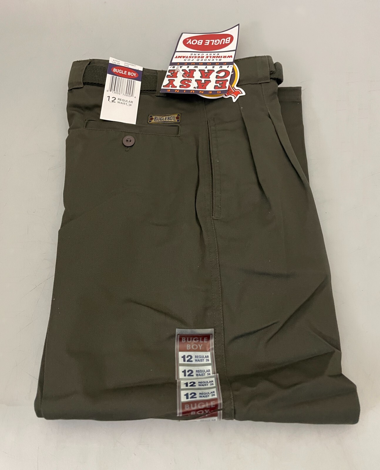 Bugle Boy Gray Pants Boys Pants Prep School Uniform w/ Belt Sizes: 8 – 20