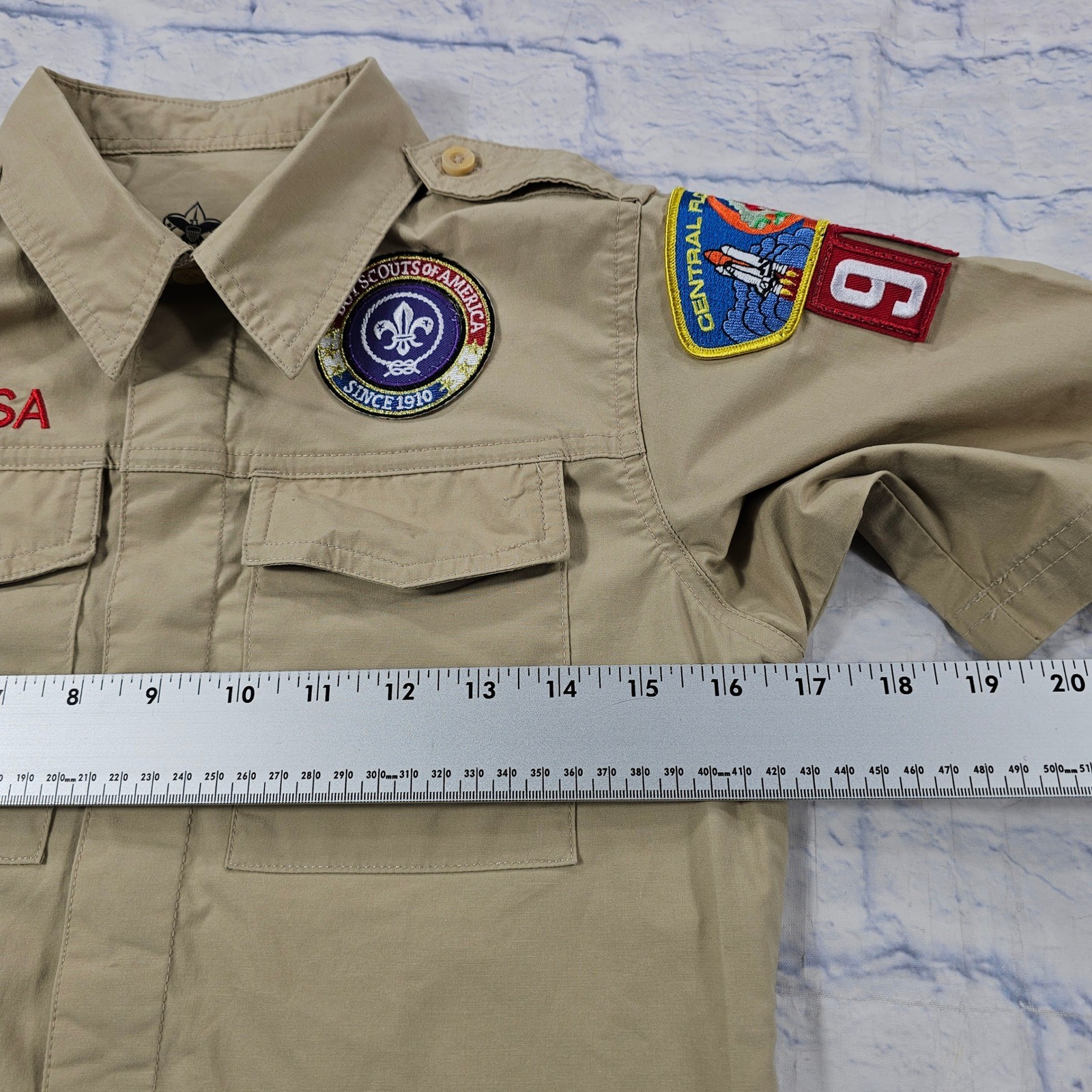 Boy Scouts of America Uniform Shirt Youth Medium Khaki BSA Short Sleeve Tactical