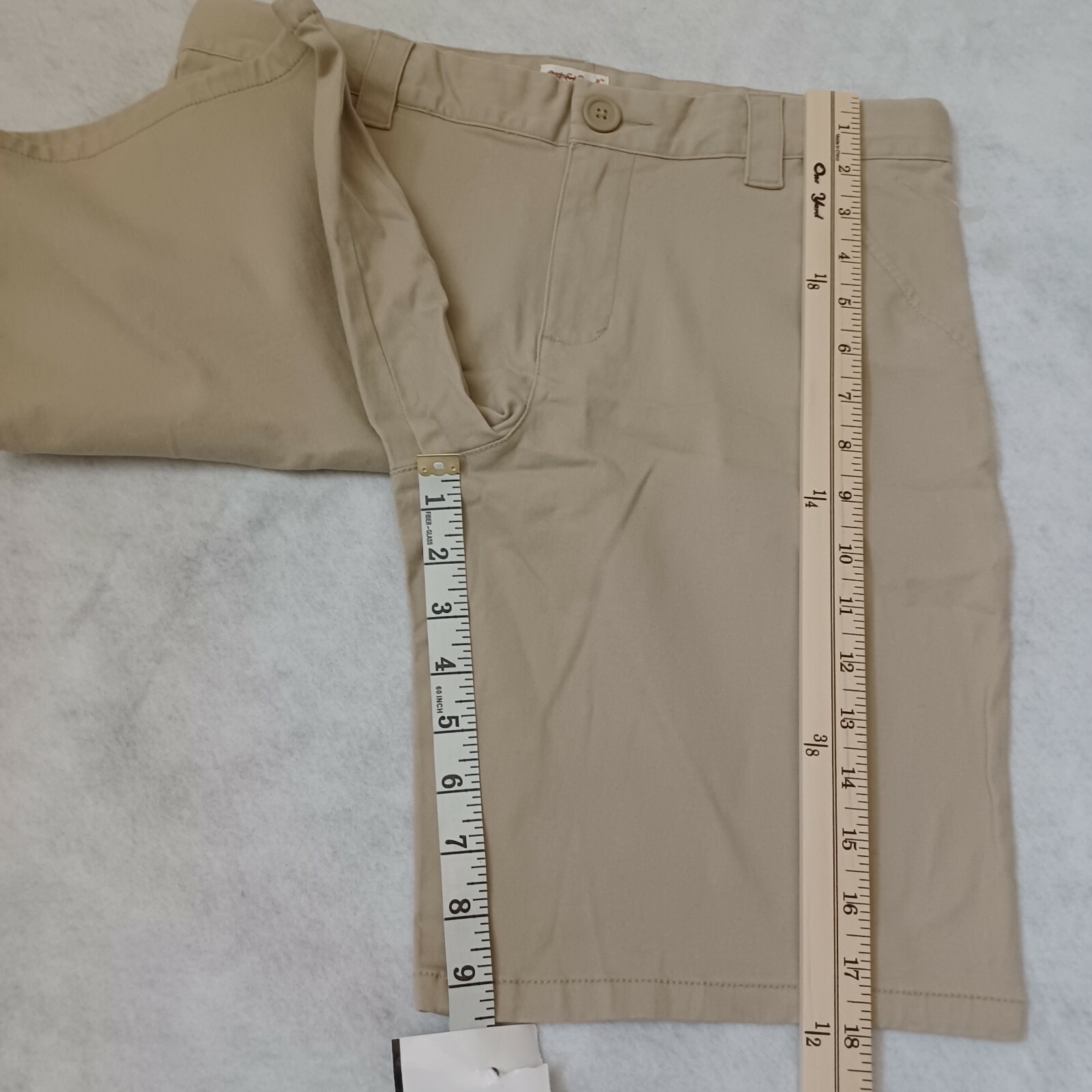 CAT & JACK BOYS Khaki SCHOOL UNIFORM SHORT SZ 14 Plus length 18