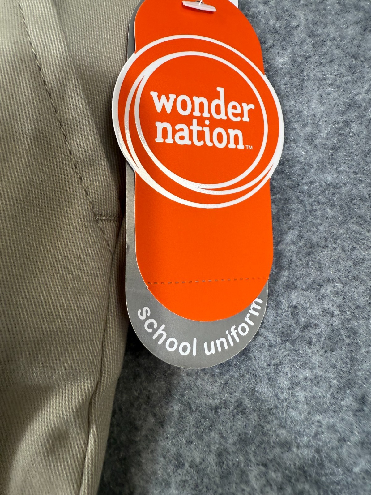 Wonder Nation School Uniform Chino Pants Boys 16 Beige Flat Front Pockets NWT