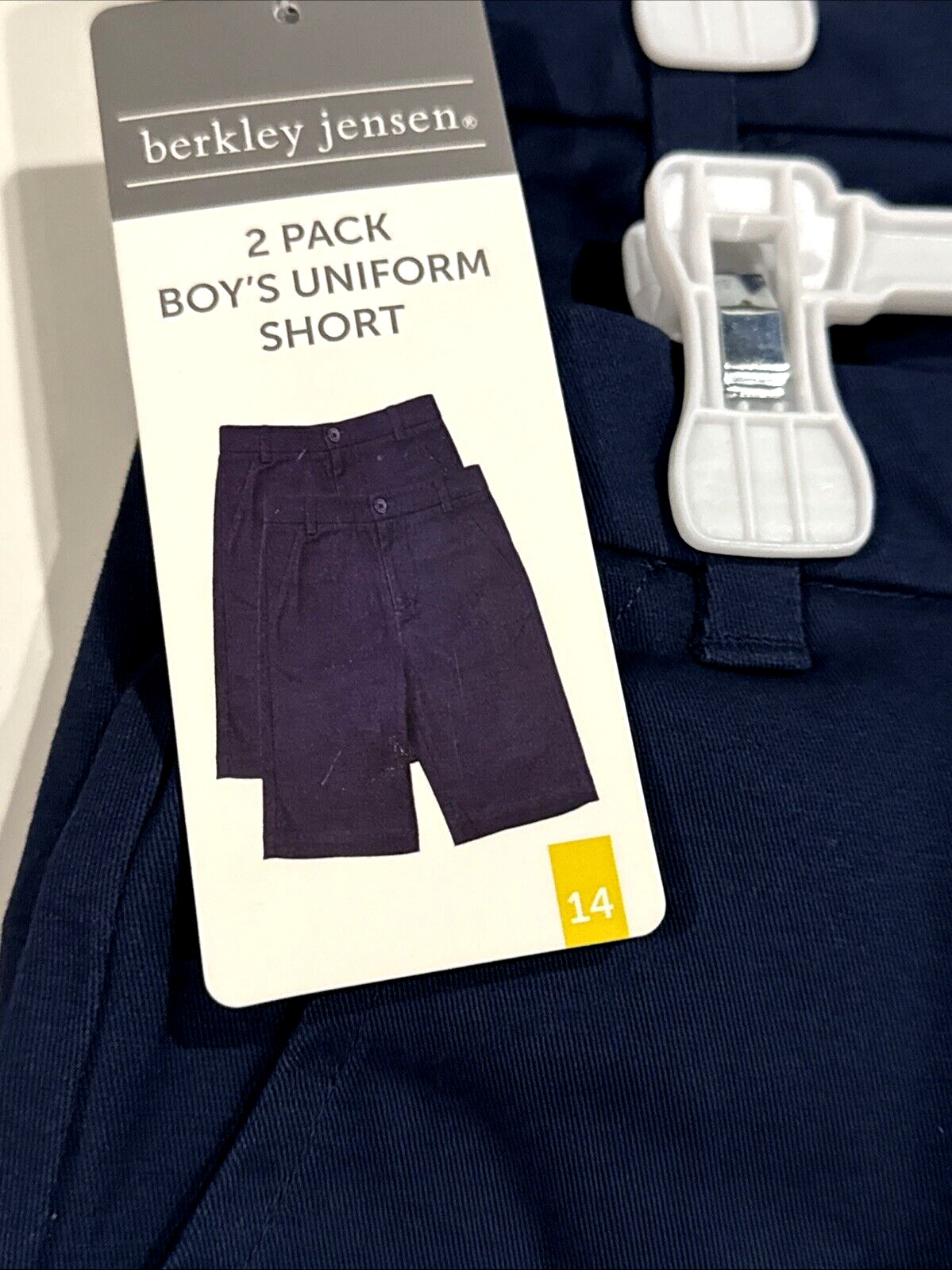 Berkley Jensen Youth Boy’s 2-Pack Performance Uniform Shorts, Navy Blue Sz-14