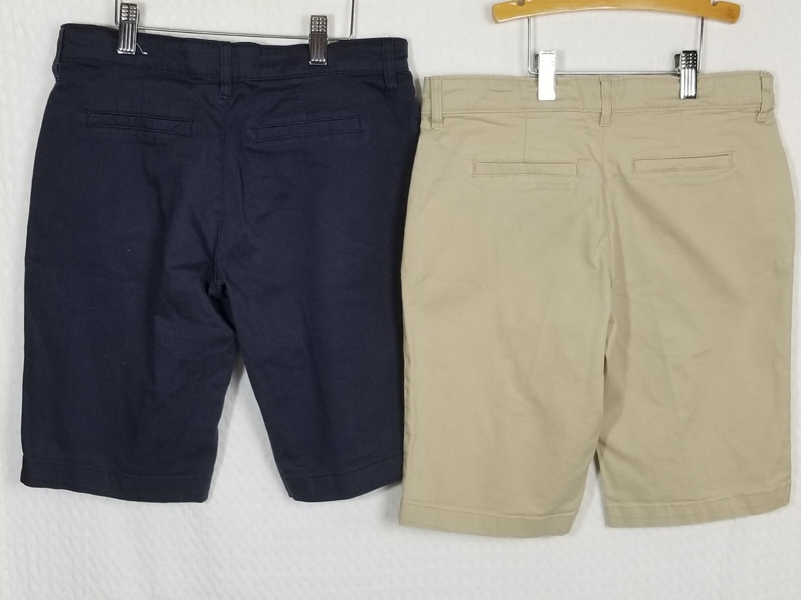Old Navy Boys Built-In Flex Straight Uniform Shorts Blue/Beige Size 14 Lot of 3