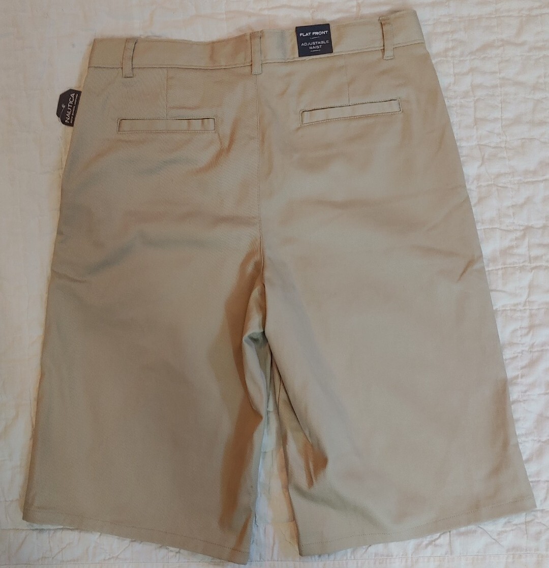 Nautica Boys Khaki School Uniform Shorts Size 18 Regular Adjustable Waist NEW
