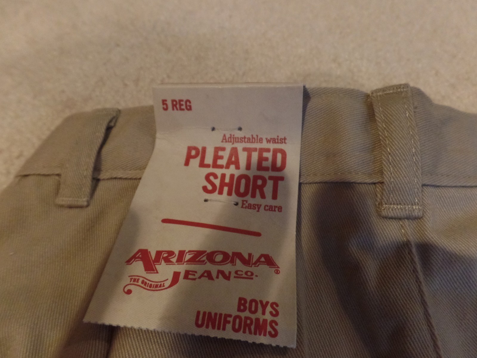 Boys, Arizona Jeans, School Uniform Shorts, Size: 5, Pleated, Khaki, NWT