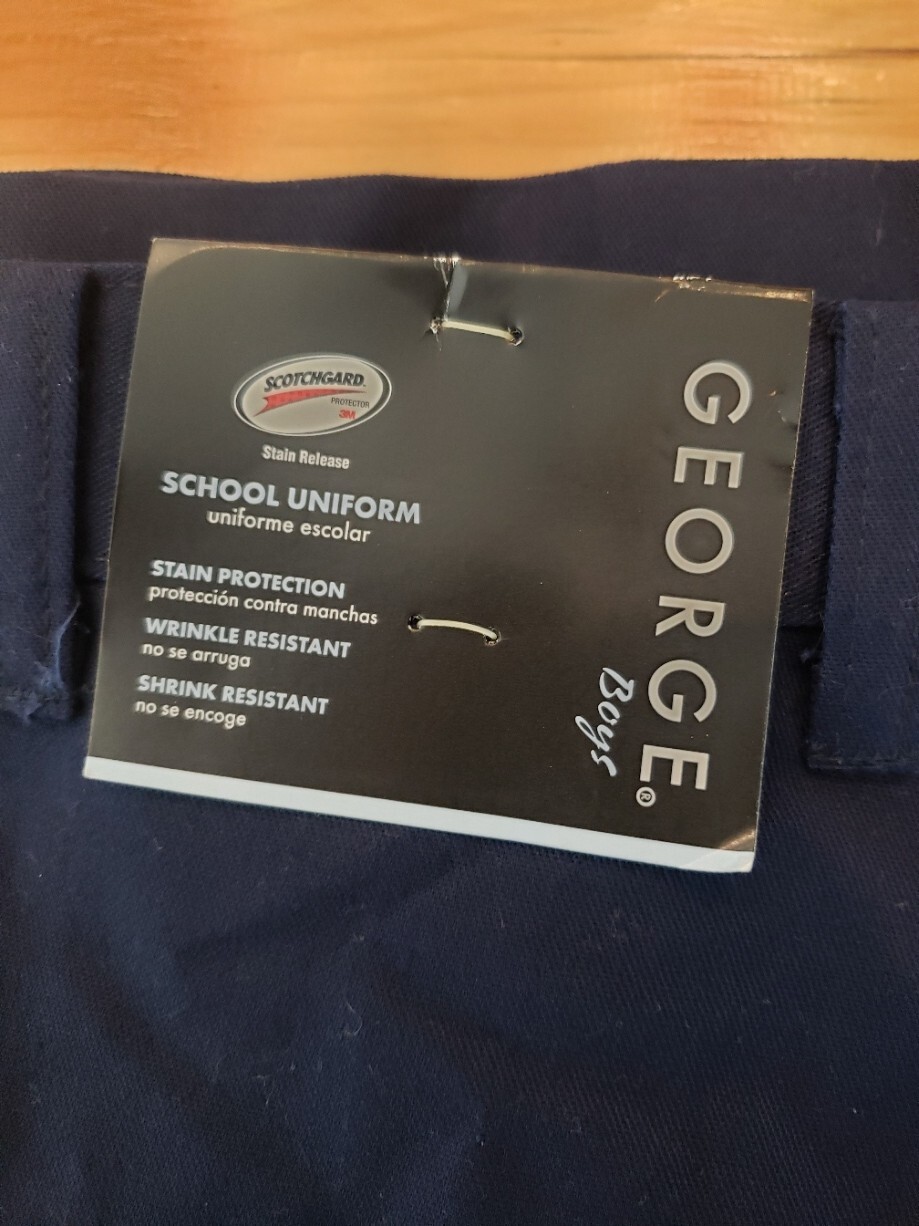 GEORGE Boys’ FLAT FRONT TWILL PANT Straight Fit SIZE 18 NAVY BLUE NWT