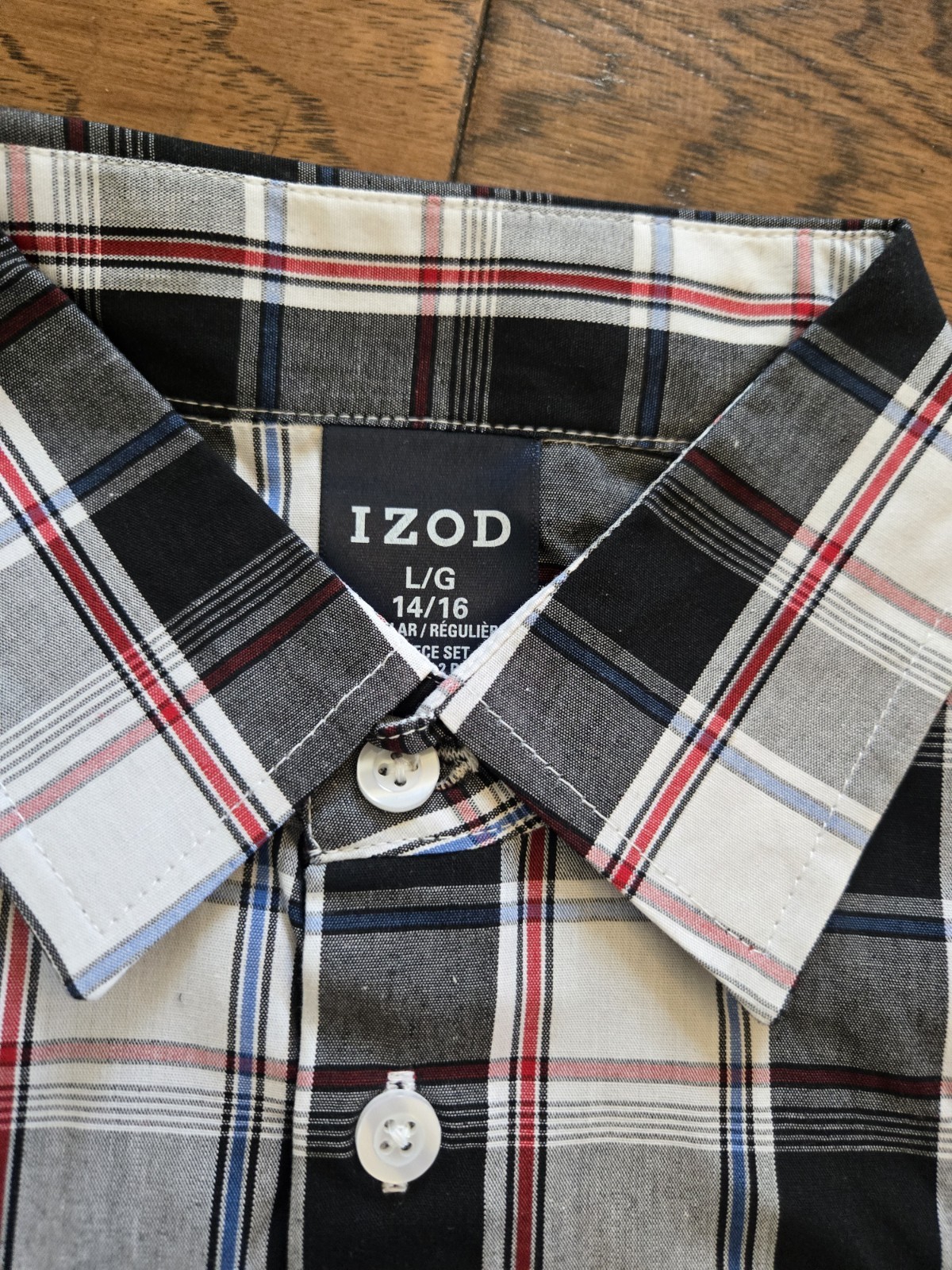 NWT Izod Boys Ribbed Red Sweater & Plaid Button-Up Dress Shirt Set 14/16