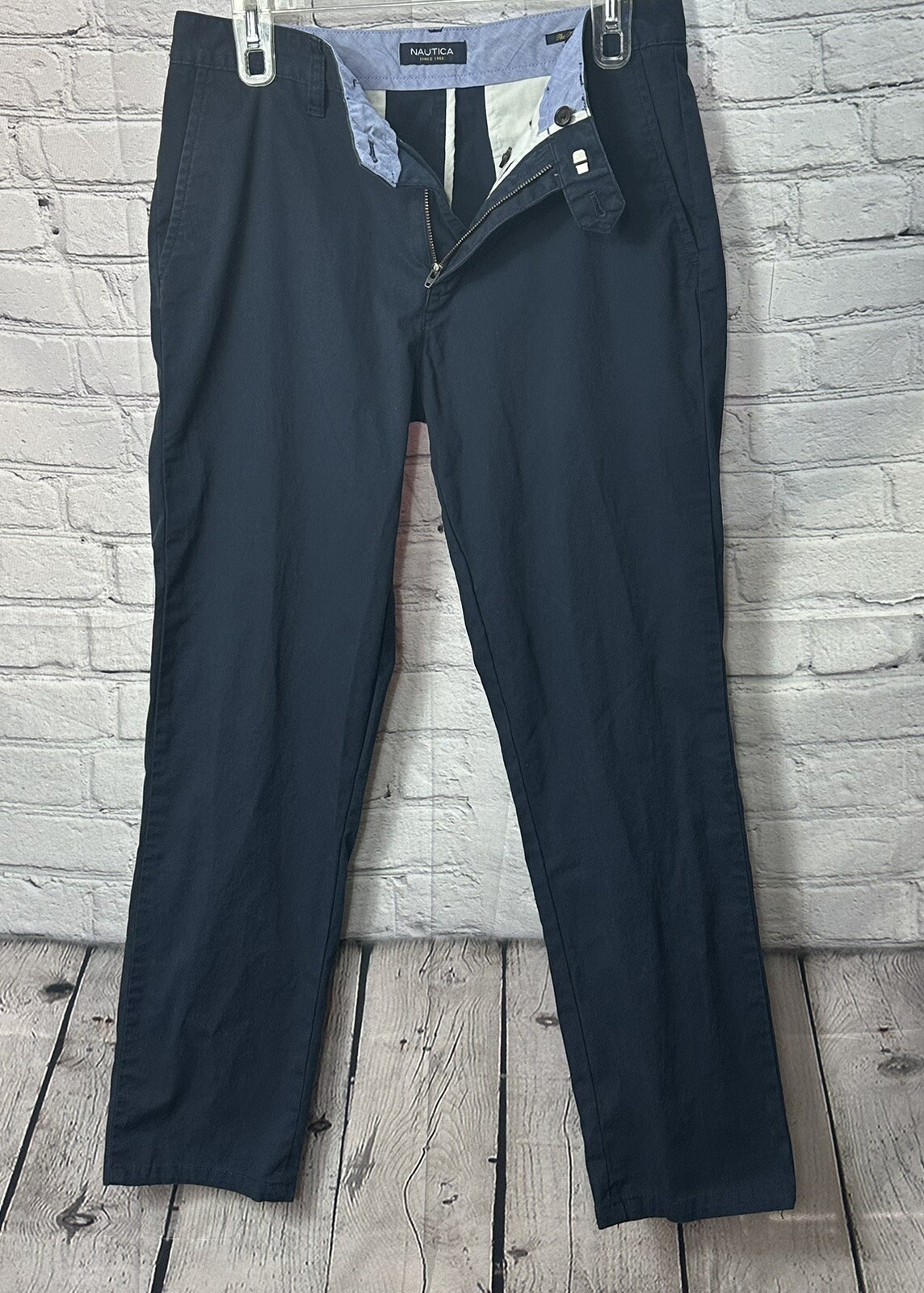 Nautica Boys School Uniform Pant Blue Navy Stretch Size 30 Flat Front