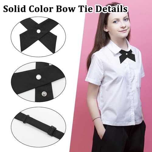 Bow Ties for Women Criss-Cross Tie Adjustable Pre Tied Bowtie Solid Black Red