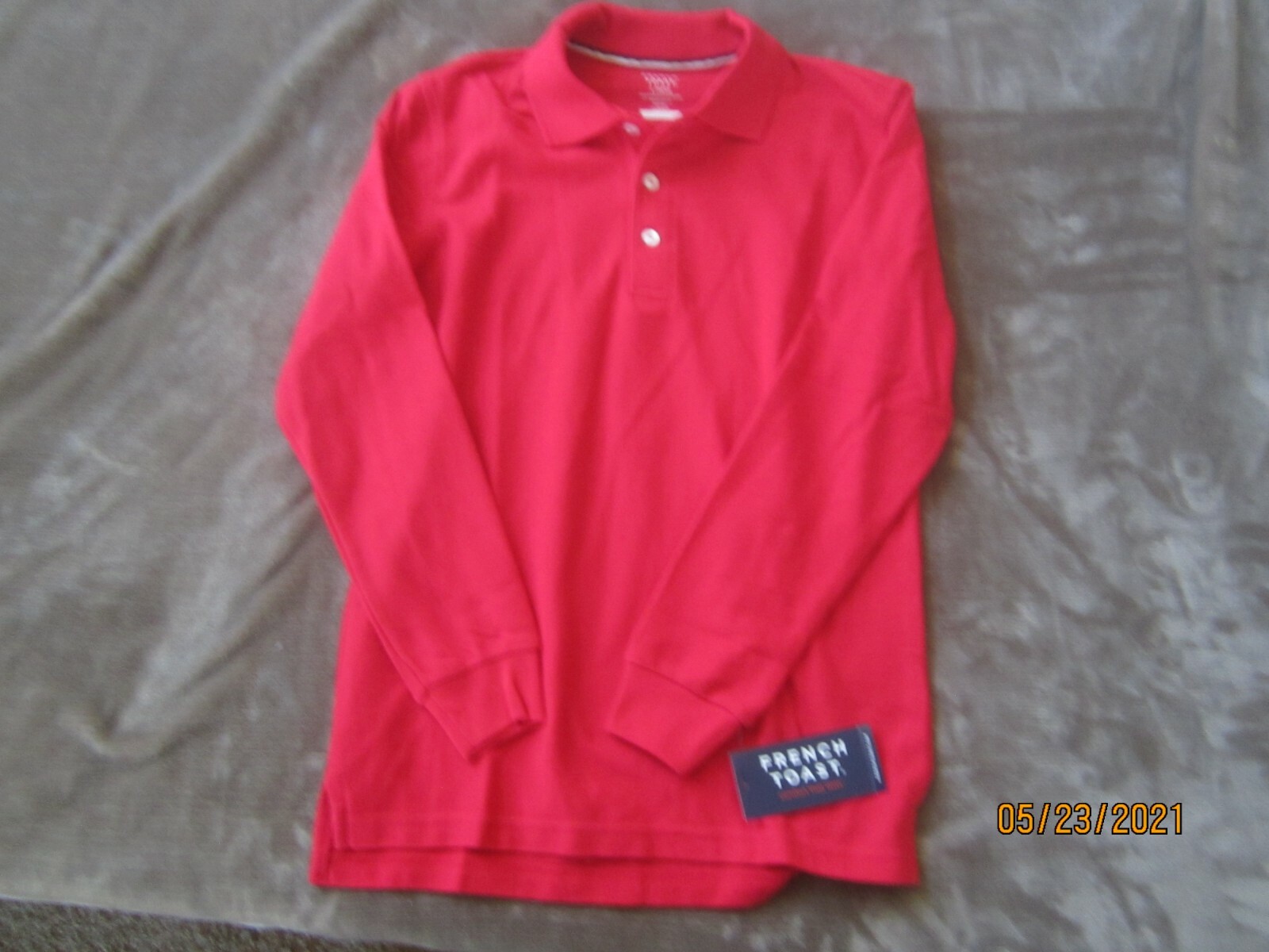 *NEW* French Toast Boys’ Long-Sleeve Pique Polo Shirt Red L (10/12)