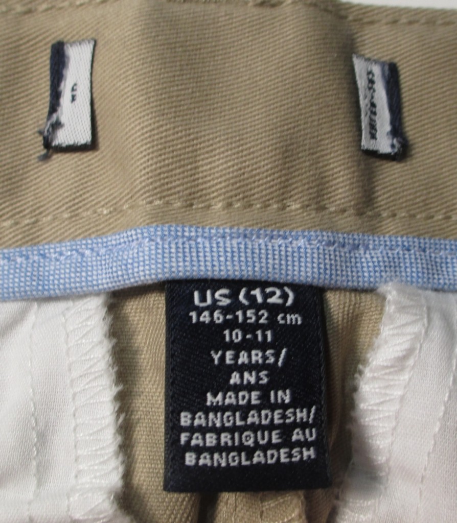 LANDS END Khaki School Uniform Plain Front Chino Pants Boys 12 INSEAM 28″ NEW