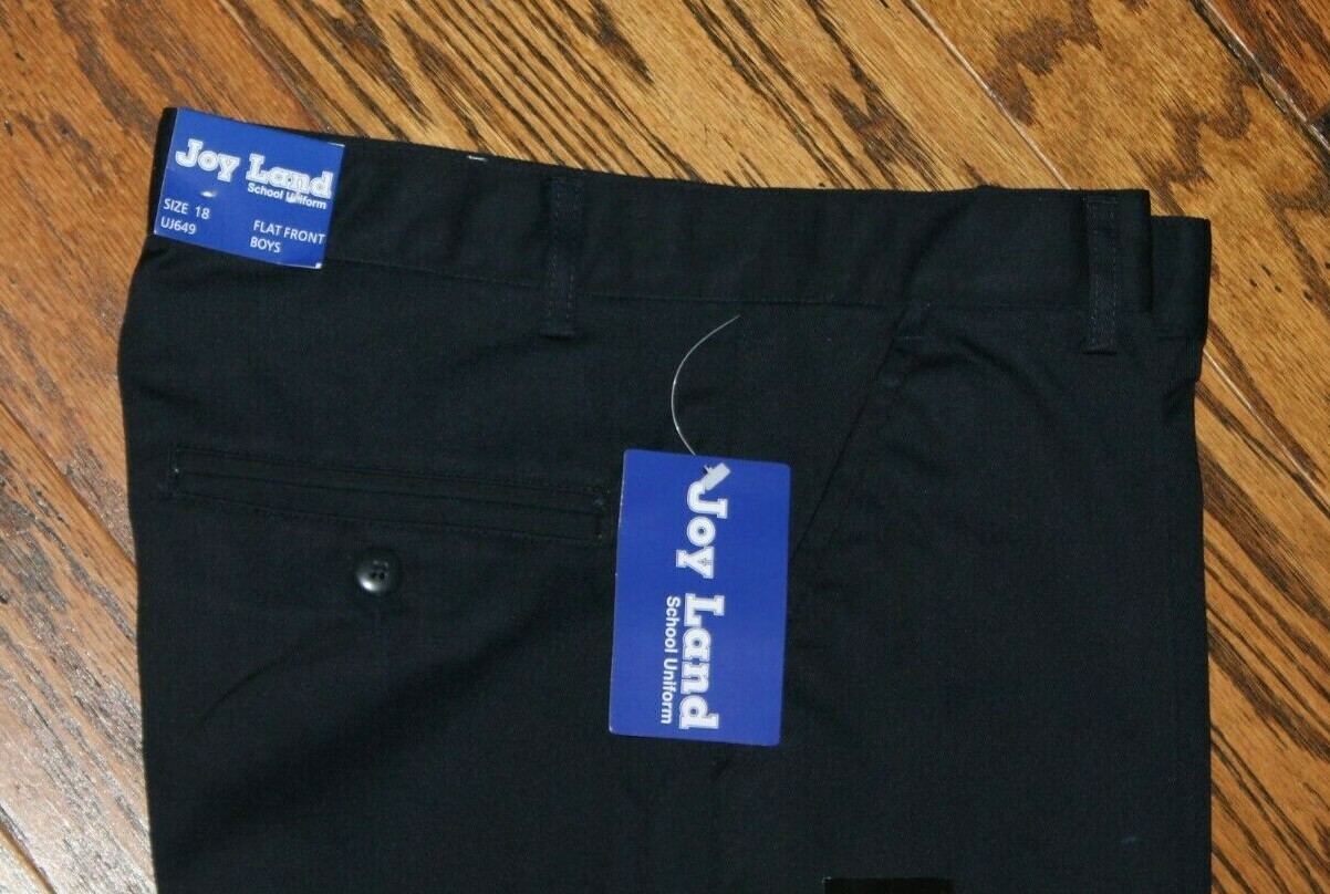 Boy’s Joy LAnd School Uniforms Navy Blue Flat Front Slacks Pants Size 20